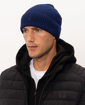 Trussardi Blue wool hat with embroidered emblem E601C000001NXHK01K99