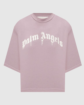 Palm Angels Purple T-shirt with logo print PWAA079S26JER004