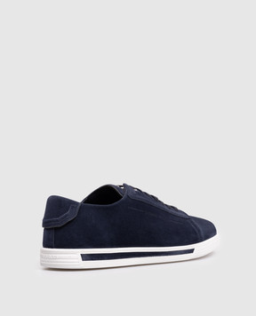 Stefano Ricci Blue suede sneakers with monogram logo UV33G5257SDP