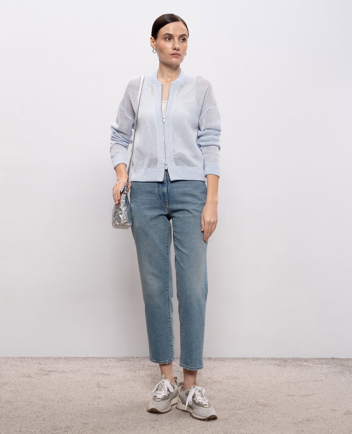 

Blue openwork cardigan with sequins Peserico, Light blue