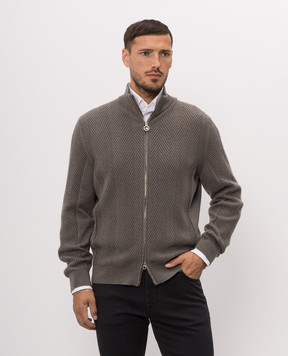 Stefano Ricci Khaki cashmere cardigan K606430R30F26317