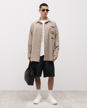 Maison Margiela MM6 Beige wool shirt with branded patches SH0DT0040M35733