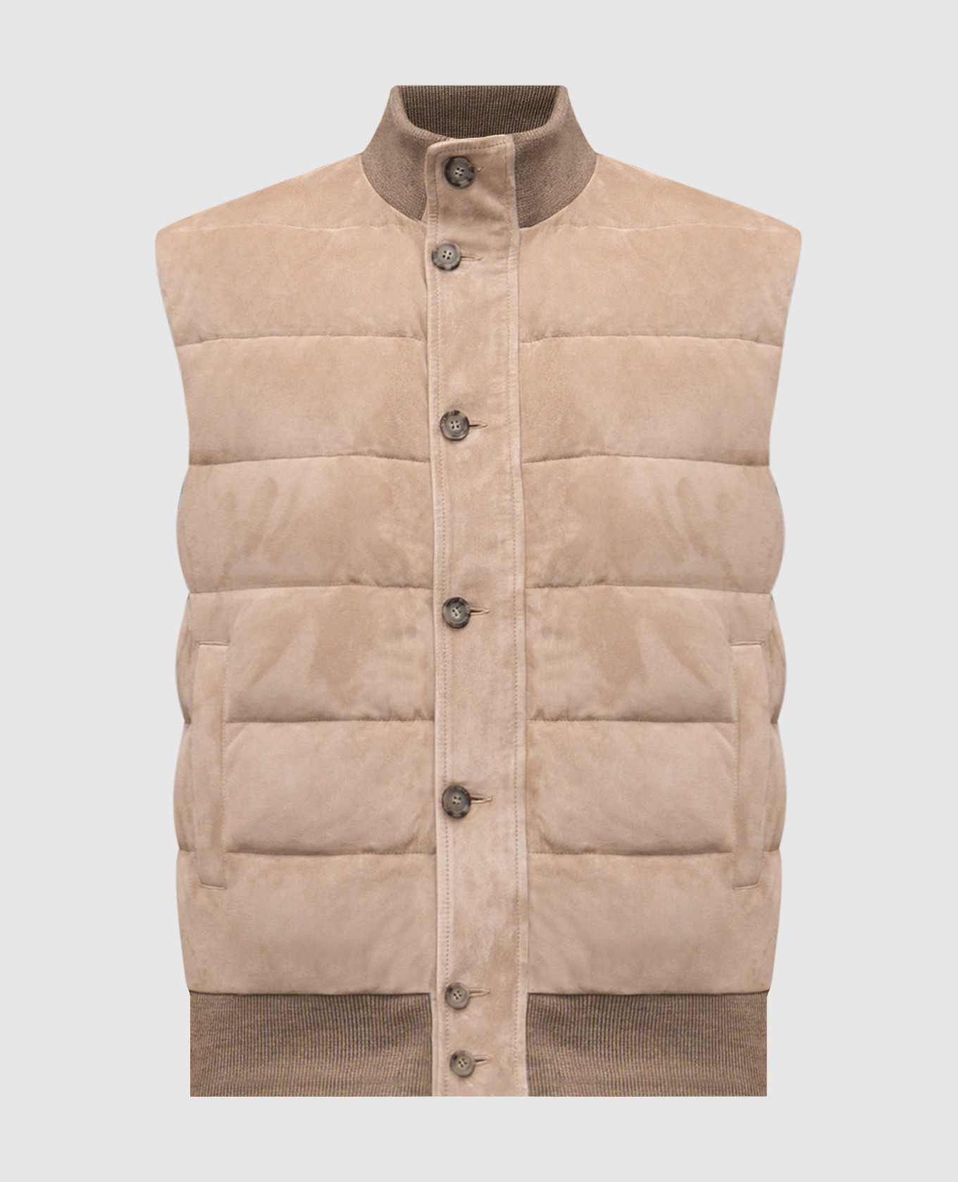 

Beige combination down vest with suede Peserico