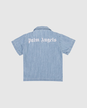 Palm Angels Children's blue shirt with a patch PGDX002S26DEN001