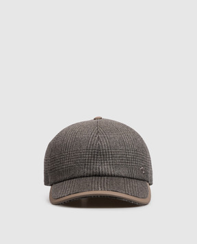 Stefano Ricci Gray cashmere checkered cap MCV63NV09EC171HA