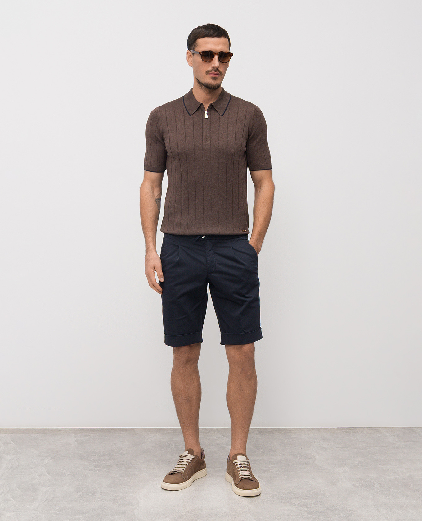 Blue cotton shorts with lapels Enrico Mandelli 2