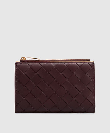 Burgundy Intrecciato leather wallet