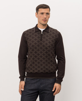 Stefano Ricci Brown cashmere and silk polo shirt K808120P30F26485