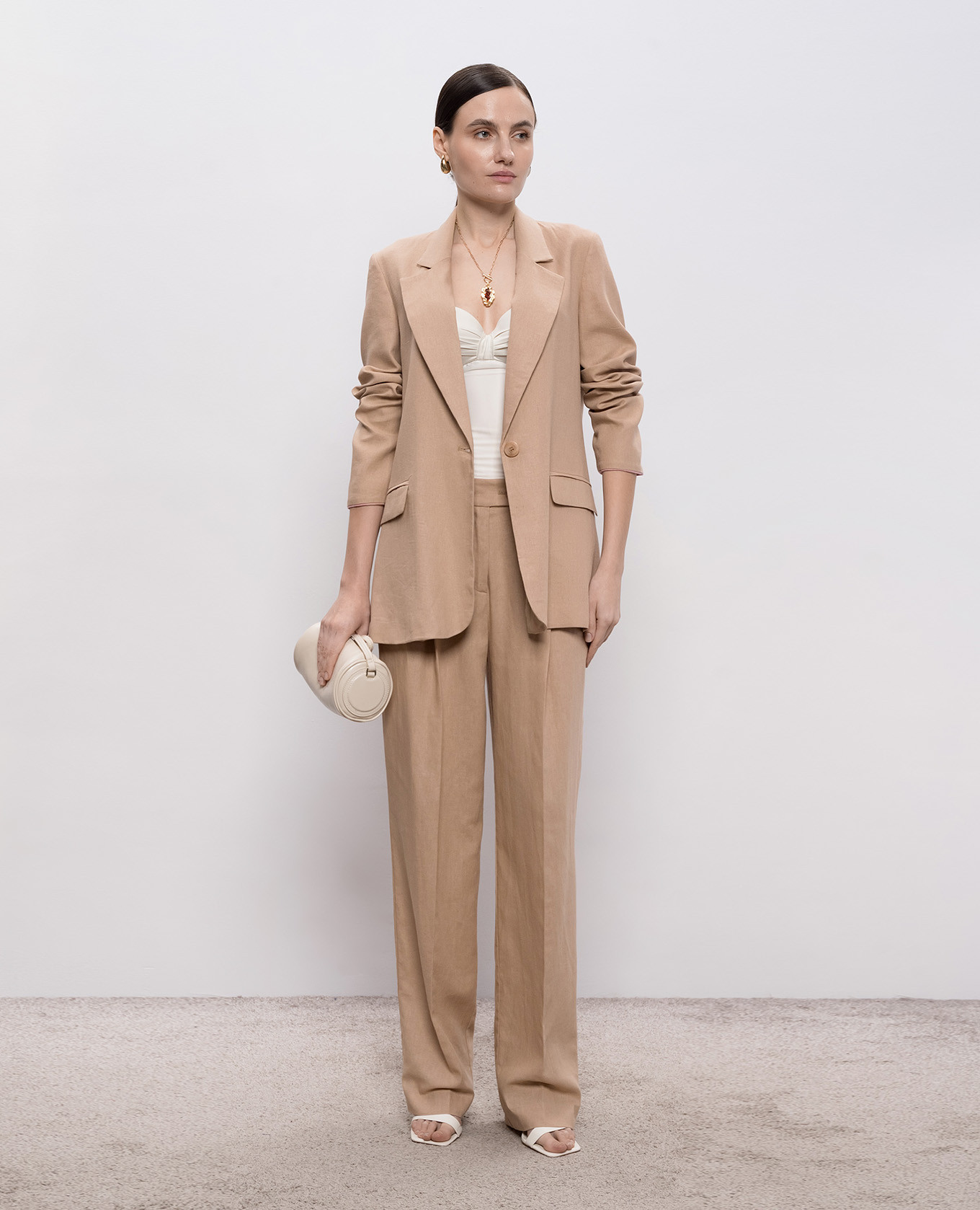 

Beige jacket with linen Twinset