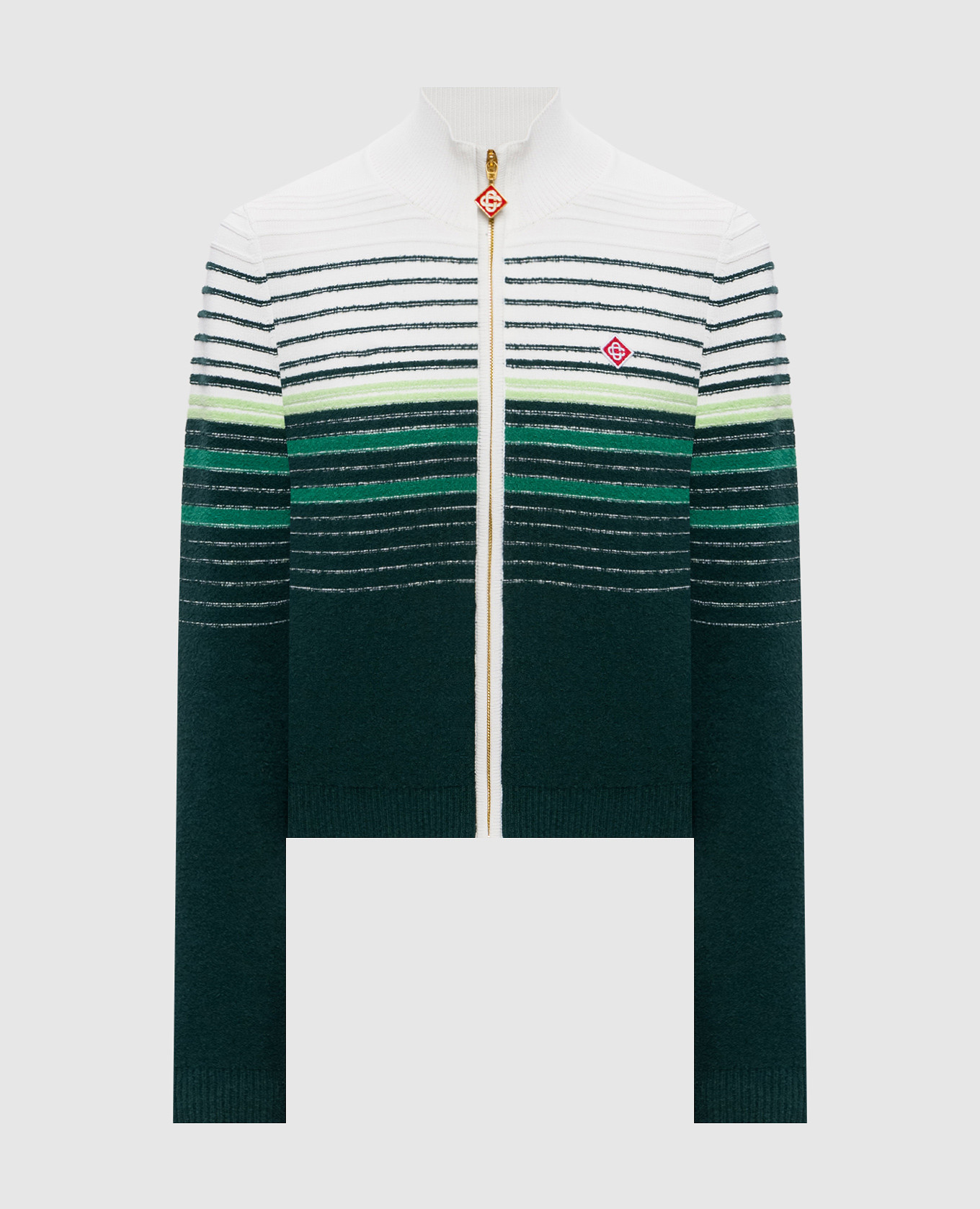Green sports jacket with logo patch