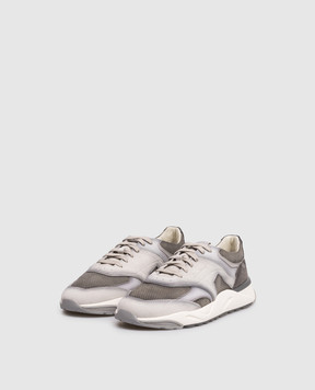 Santoni Grey suede sneakers with embossed logo MBIM22112BGRGMEU