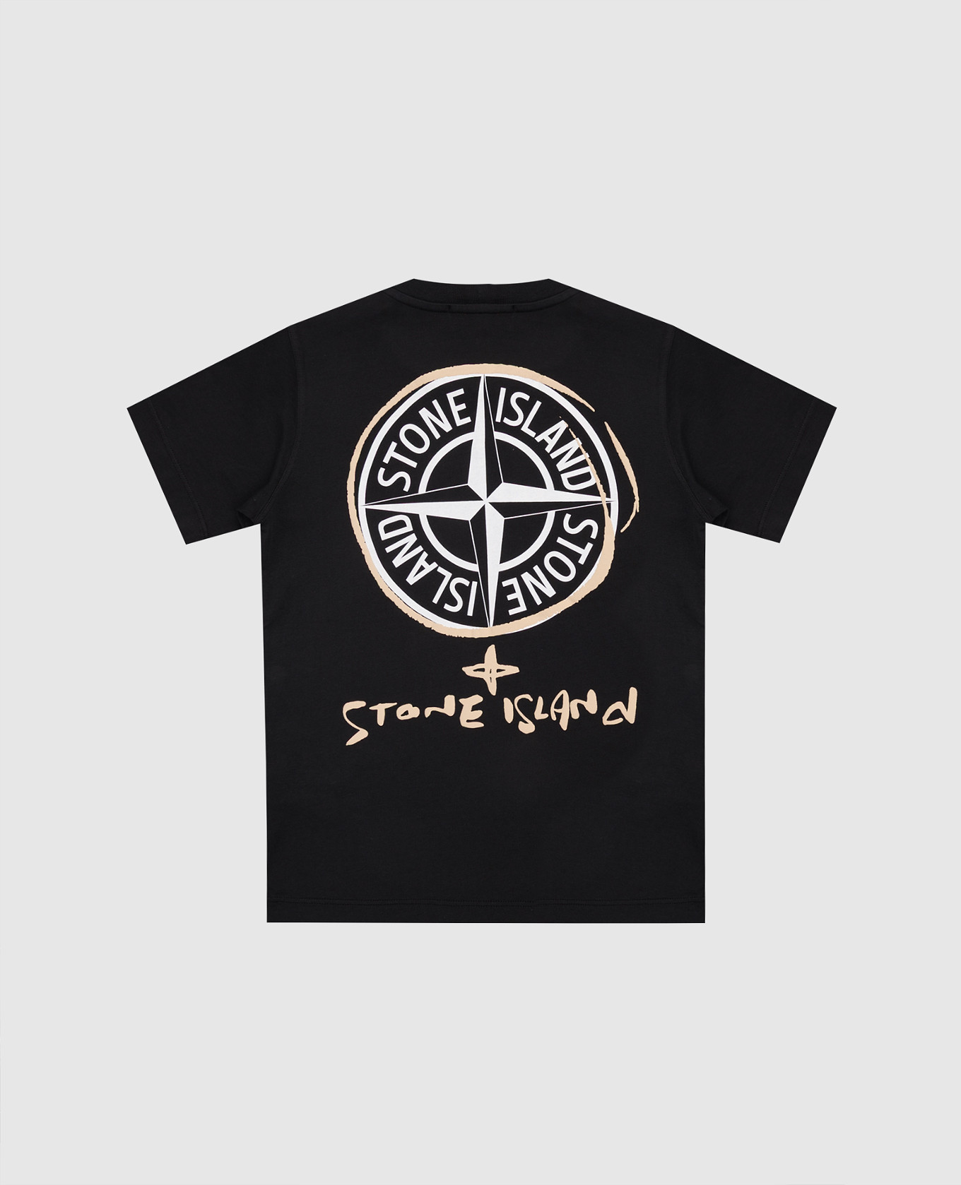 

Children's black T-shirt with emblem and logo Stone Island