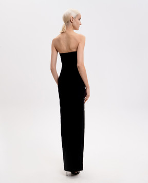 Alessandra Rich Black velvet maxi dress with silk FABX4269F2603