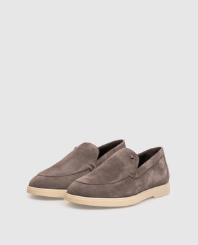 Stefano Ricci Brown suede loafers with emblem UC62G2318SDP