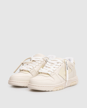 Off-White Out Of Office beige leather sneakers with Arrow logo OWIA259F25LEA0033117