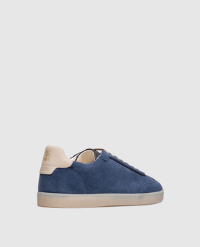 Brunello Cucinelli Blue suede sneakers with emblem MZUMGLJ336