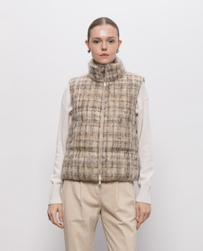 Peserico Beige checked wool vest A0347600438