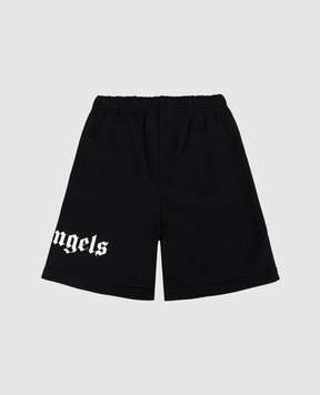 Palm Angels Children's black shorts with logo print PBCI006S26FLE001