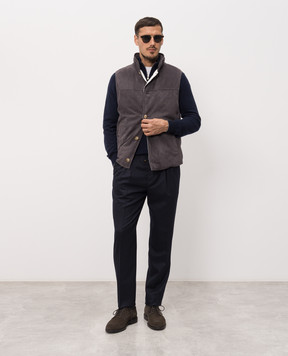 Brunello Cucinelli Grey suede down vest MPCLF2013