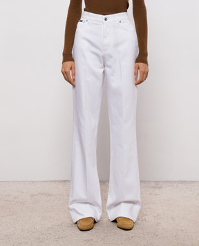 Dolce&Gabbana White jeans with logo plate FTC79DG8PE9