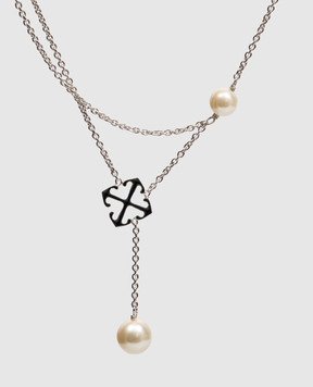 Off-White Silver chain with emblem and beads OWOB140S26MET001