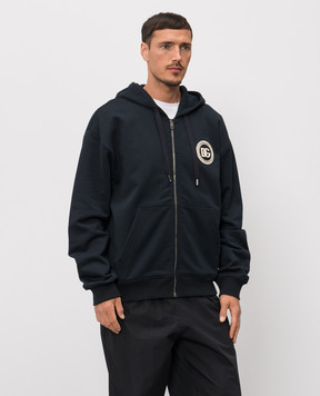 Dolce&Gabbana Blue sports jacket with monogram logo patch G9AIYZG7PZG