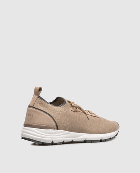 Peserico Beige combination sneakers with logo print R79081C0CC914
