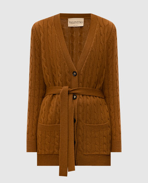 Valentino Brown cashmere cardigan with belt 9B3KA16DAB9