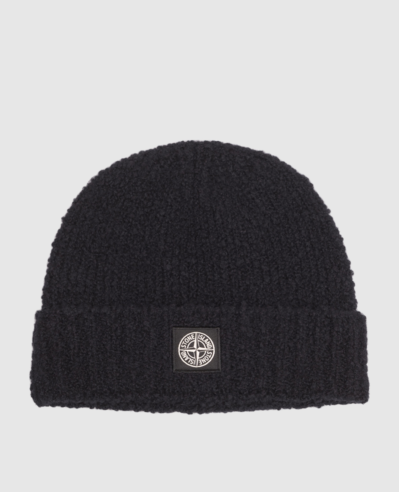 Children's navy blue hat with logo patch Stone Island
