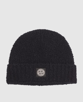 Stone Island Children's navy blue hat with logo patch L2S16N100001S0M22