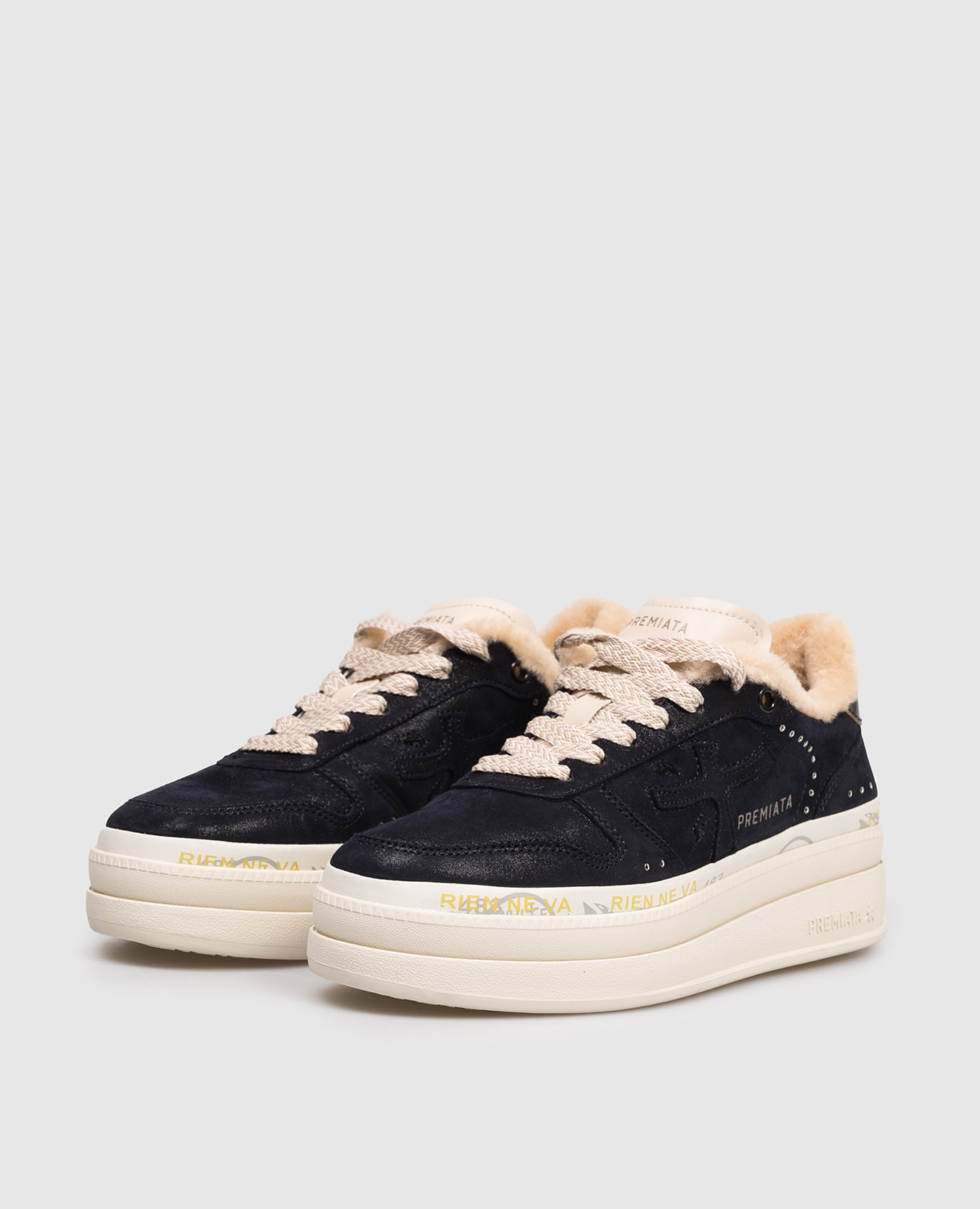 

MICOL blue leather sneakers with fur Premiata