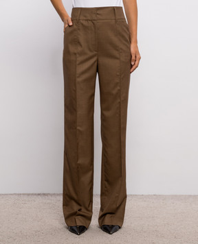 Gabriela Hearst Cecilia brown wool and silk trousers 4262036W180