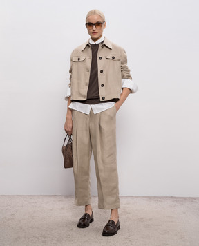 Brunello Cucinelli Brown top with monil chain M0T18BD200