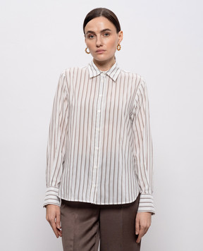 Peserico White striped silk shirt A06338D08354