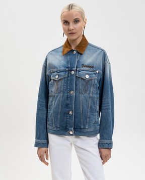 Versace Blue denim jacket with suede collar 10226941A16751