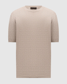 Brett Johnson Beige linen and silk patterned T-shirt SS26K79LPSISAN