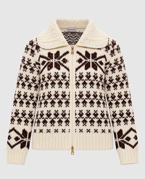Moncler Ivory cardigan with wool L20939B00058N1293