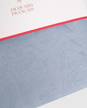 Le Jacquard Fraincais Tivoli blue linen tablecloth with woven pattern 31298