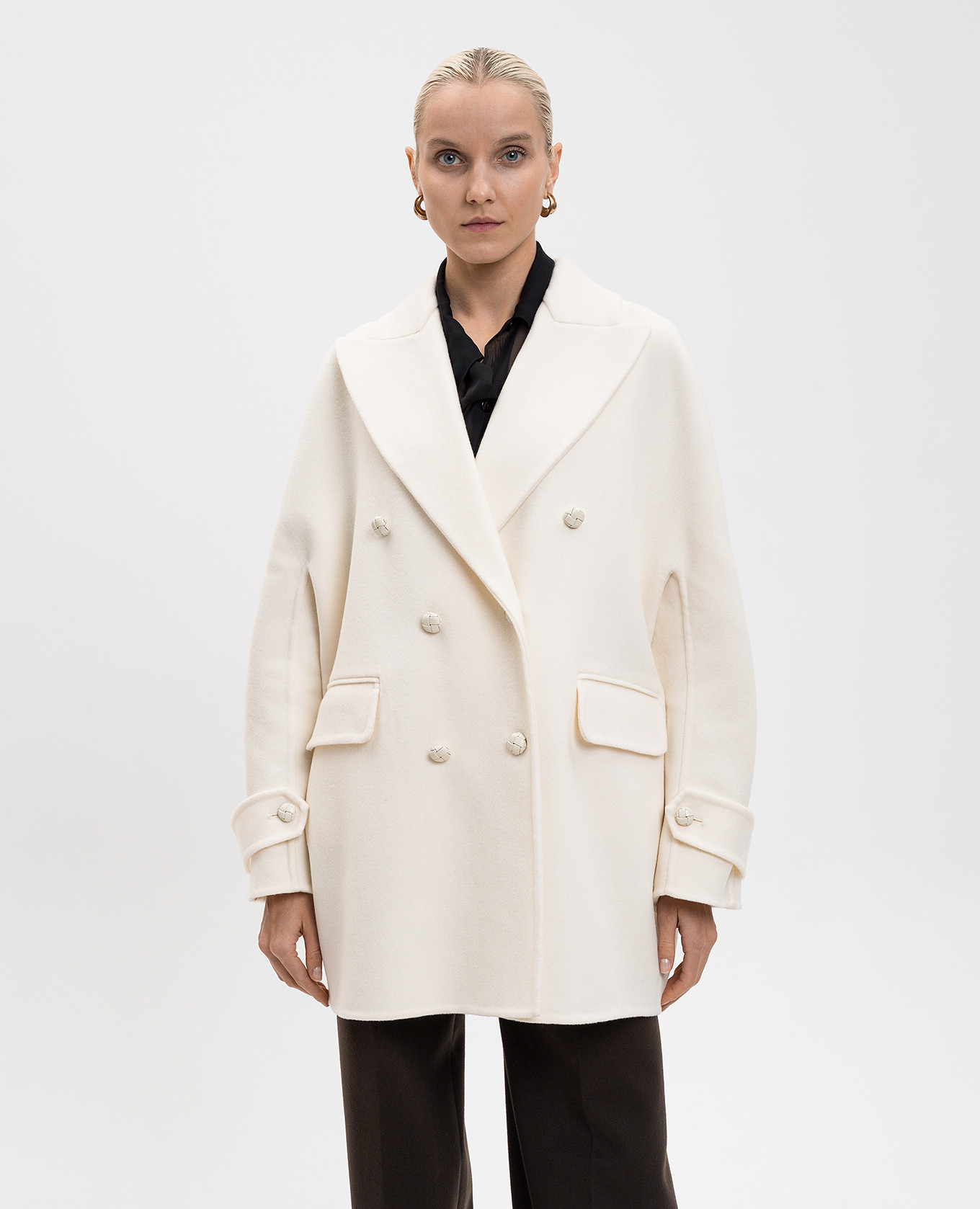 White double-breasted wool coat Ermanno Scervino 3
