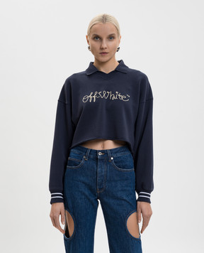 Off-White Blue polo sweatshirt with logo OWBA07BF25FLE002