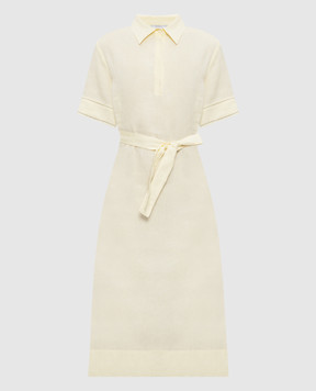 Peserico Yellow linen dress with monil chain S0241602647