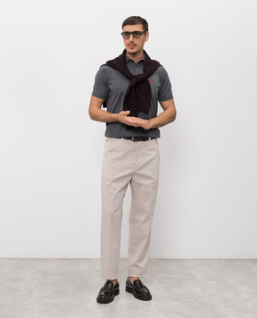 Brunello Cucinelli Grey polo shirt with embroidered emblem M29800195