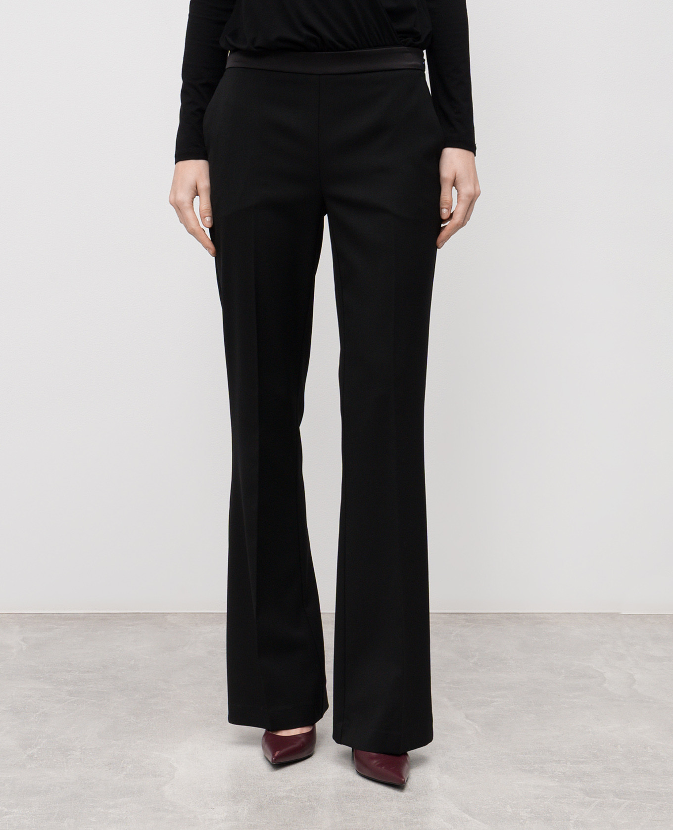 Black wool flared pants with logo Twinset 3