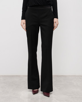 Twinset Black wool flared pants with logo 252TT2123