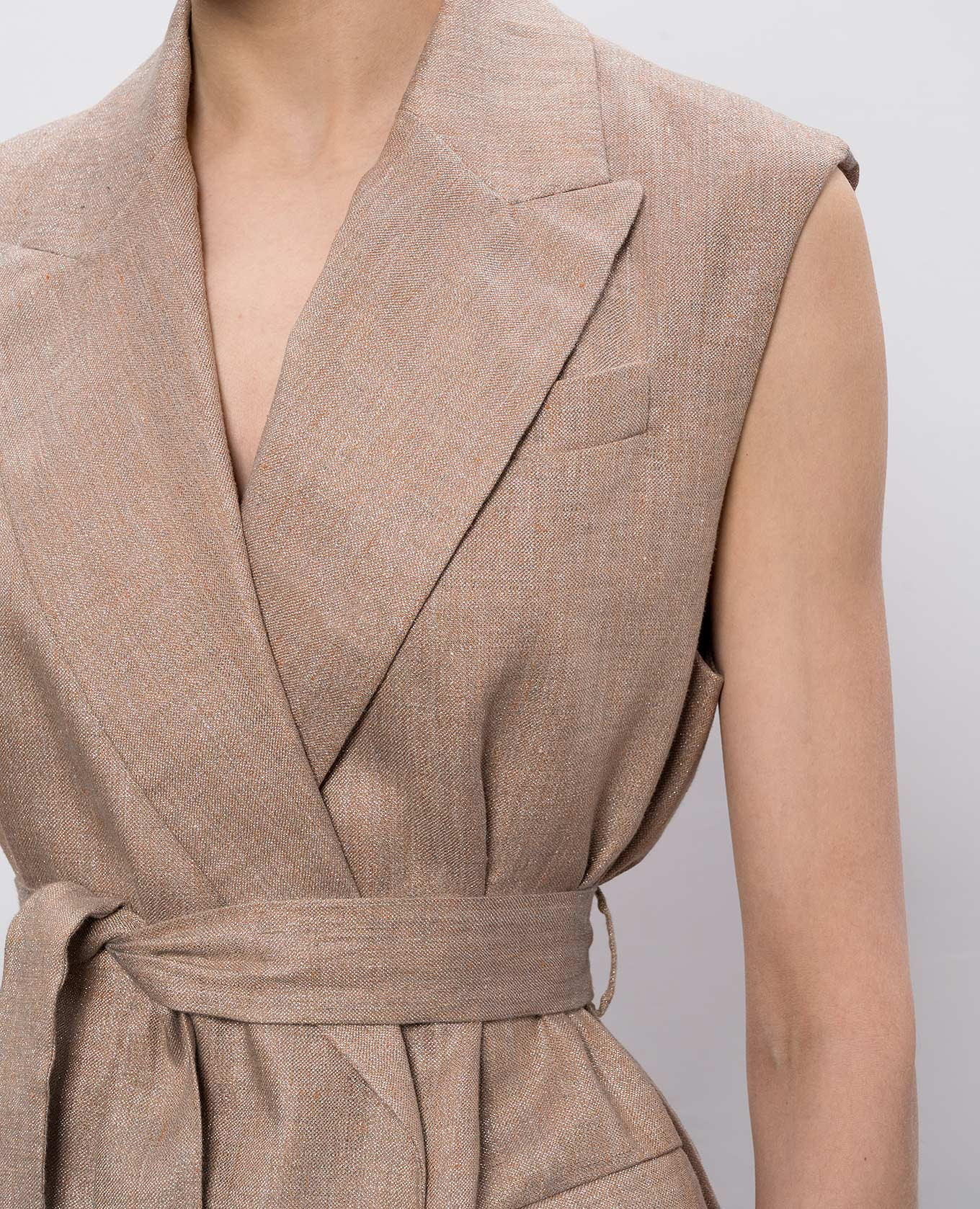 Beige linen vest with lurex Brunello Cucinelli 5