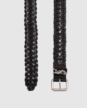 Saint Laurent Black leather braided belt A004RQAAD4Z