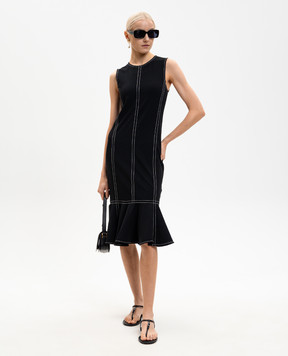 Ami Paris Black midi dress with ruffle FDR644JE0222