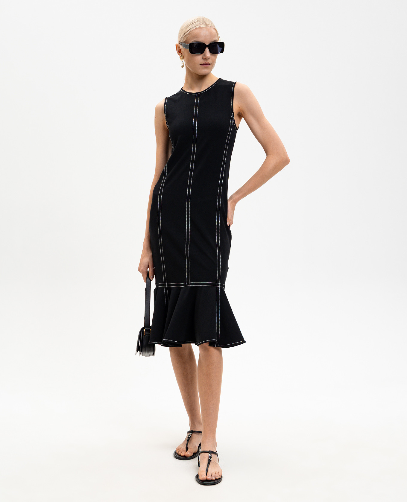 

Black midi dress with ruffle Ami Paris