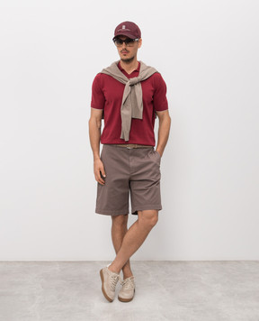Brunello Cucinelli Burgundy polo collar t-shirt M29800145
