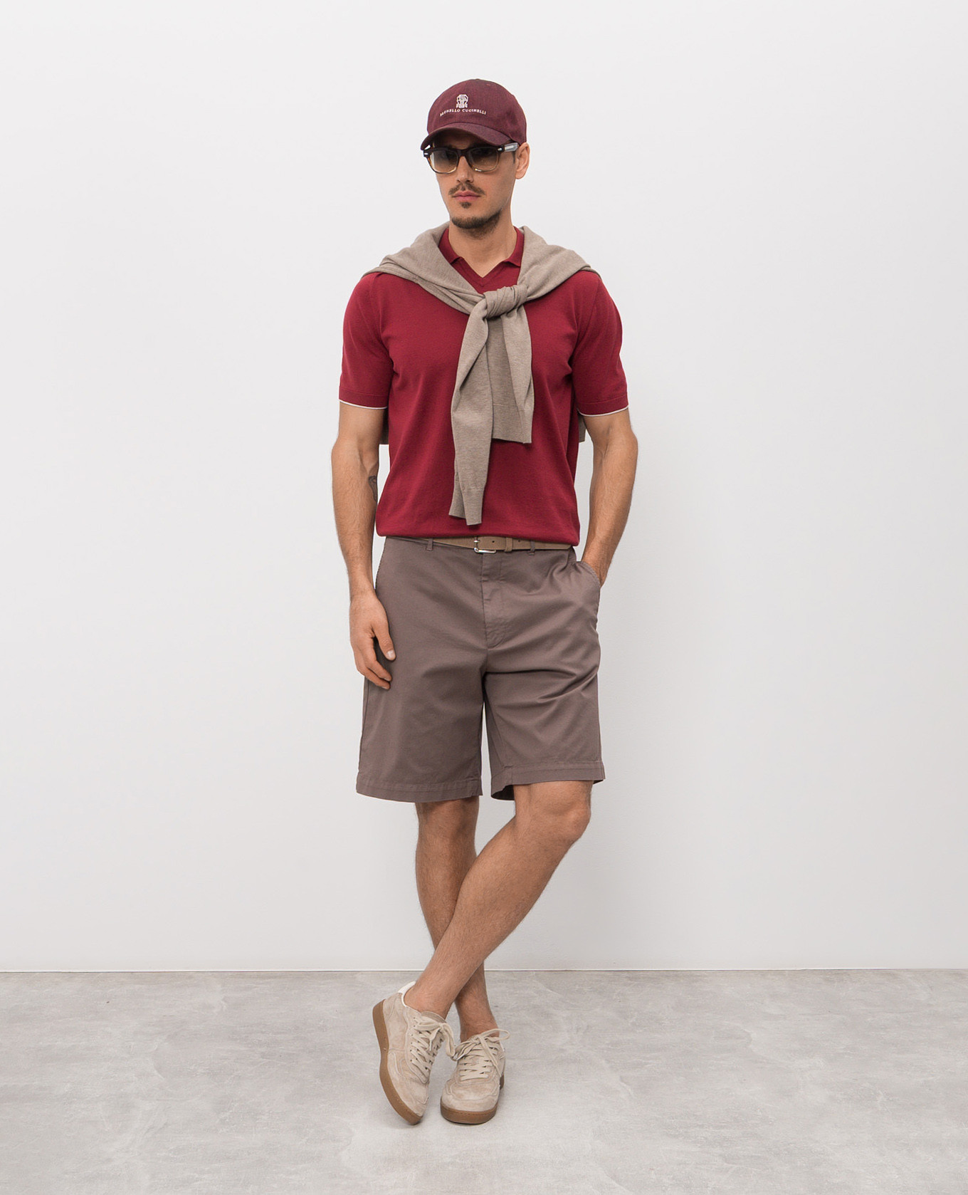 

Burgundy polo collar t-shirt Brunello Cucinelli